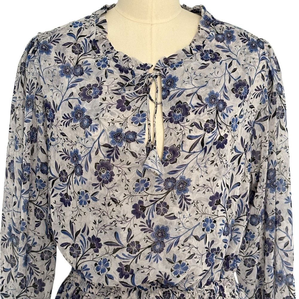 Misa Los Angeles Lorena Long Sleeve Blue Floral Mini Dress | Size S - Picture 11 of 11